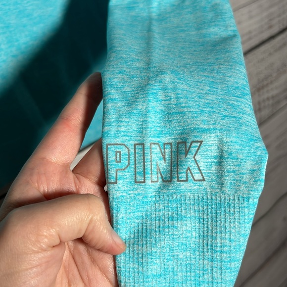 Pink Victorias Secret Seamless Baby Blue Long Sleeve Crop Top NWT Small - Picture 5 of 11